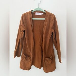 Girl August Cozy Kids Brown Cardigan with Pockets size 5